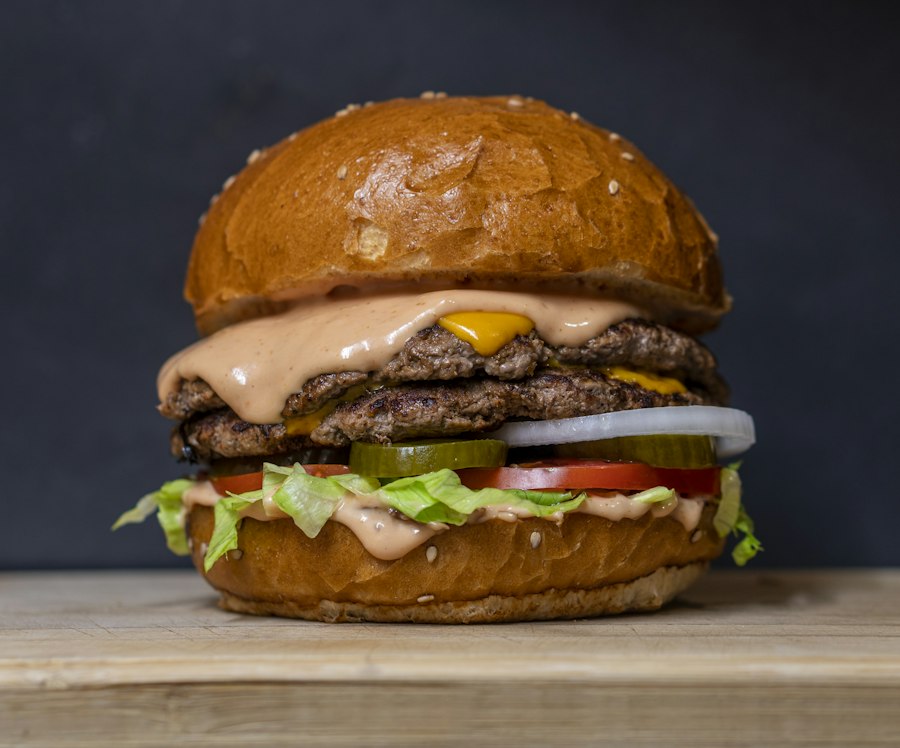 A juicy burger ready to serve