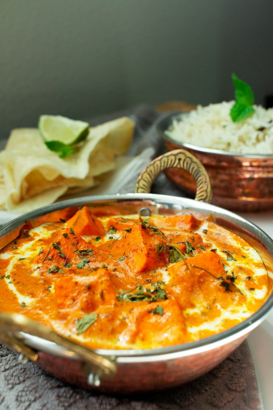 Chhole bhature served with chickpea curry